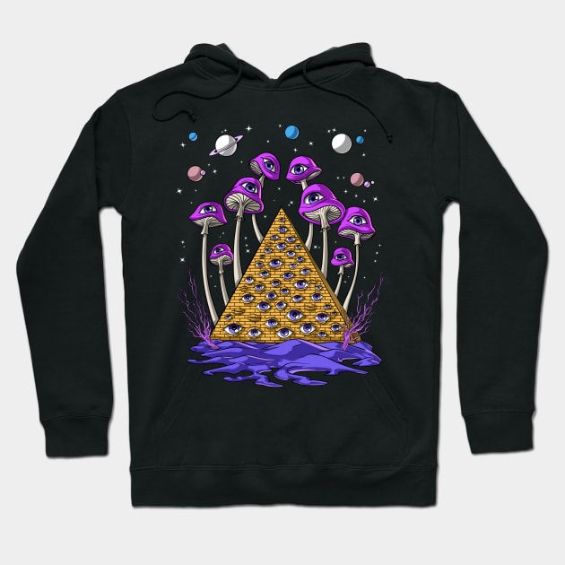 Psychedelic Pyramid Mushrooms Hoodie by underheaven